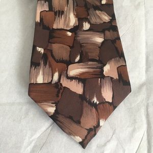 Ferracci italy silk tie paint brush strokes brown
